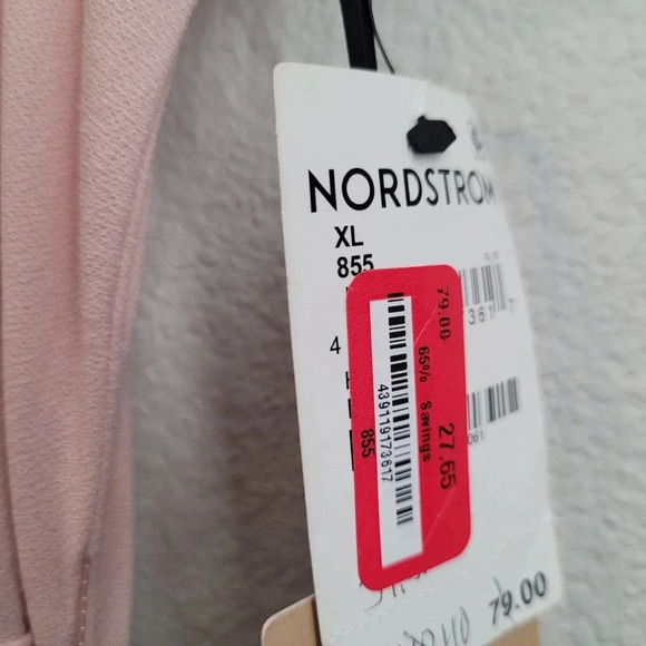 NWT Halogen Women's Wrap Dress Size XL Pink Polyester Solid Long Sleeves V-Neck - Picture 4 of 13